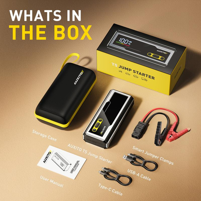 AUXITO 10000A Ultra-Powerful Jump Starter for All Gas & Diesel Engines - Fast Charging, LED Display, 3-Mode Flashlight & Storage Case Included!
