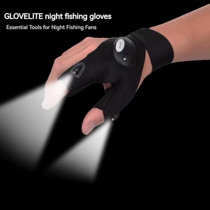 LED Flashlight Fishing Strap Fingerless Gloves Waterproof Cycling Camping Hiking Rescue Glove Lamp Lighting Gloves
