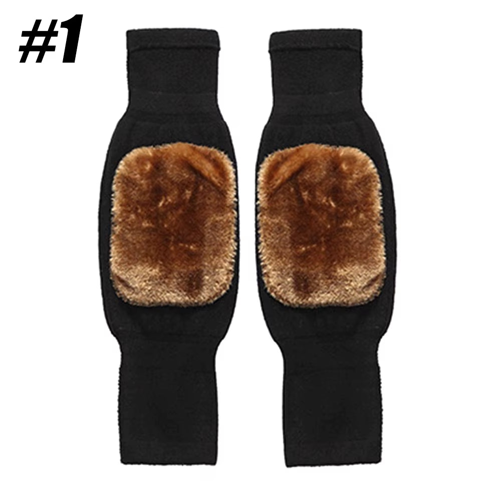 1Pair Unisex Cashmere Wool Knee Brace Pads - Winter Warm Thermal Knee Warmers, Thickened & Lengthened Knee Sleeves for Arthritis