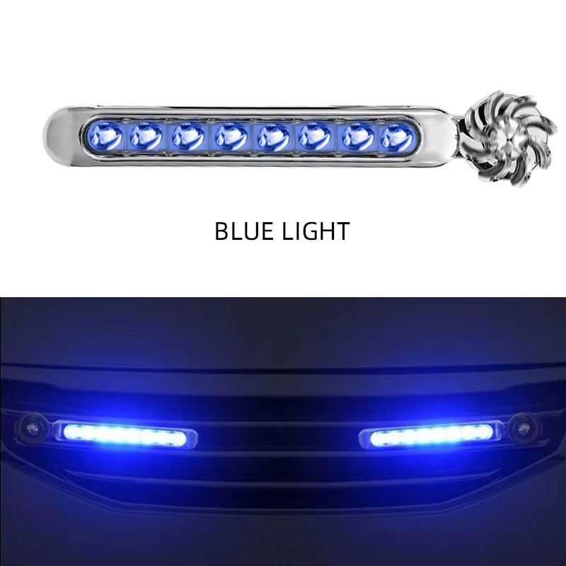 2Pcs Car LED Daytime Headlight with Wind Powered Fan Floodlights Auxiliary Lighting Motorcycle Lamp for Enhanced Visibility