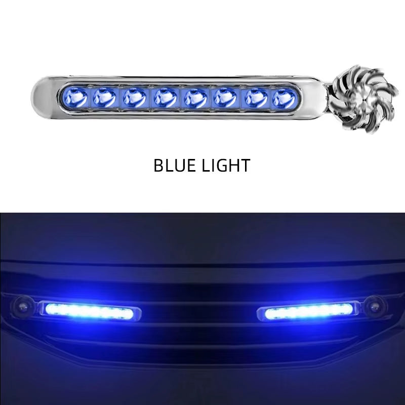 2Pcs Car LED Daytime Headlight with Wind Powered Fan Floodlights Auxiliary Lighting Motorcycle Lamp for Enhanced Visibility