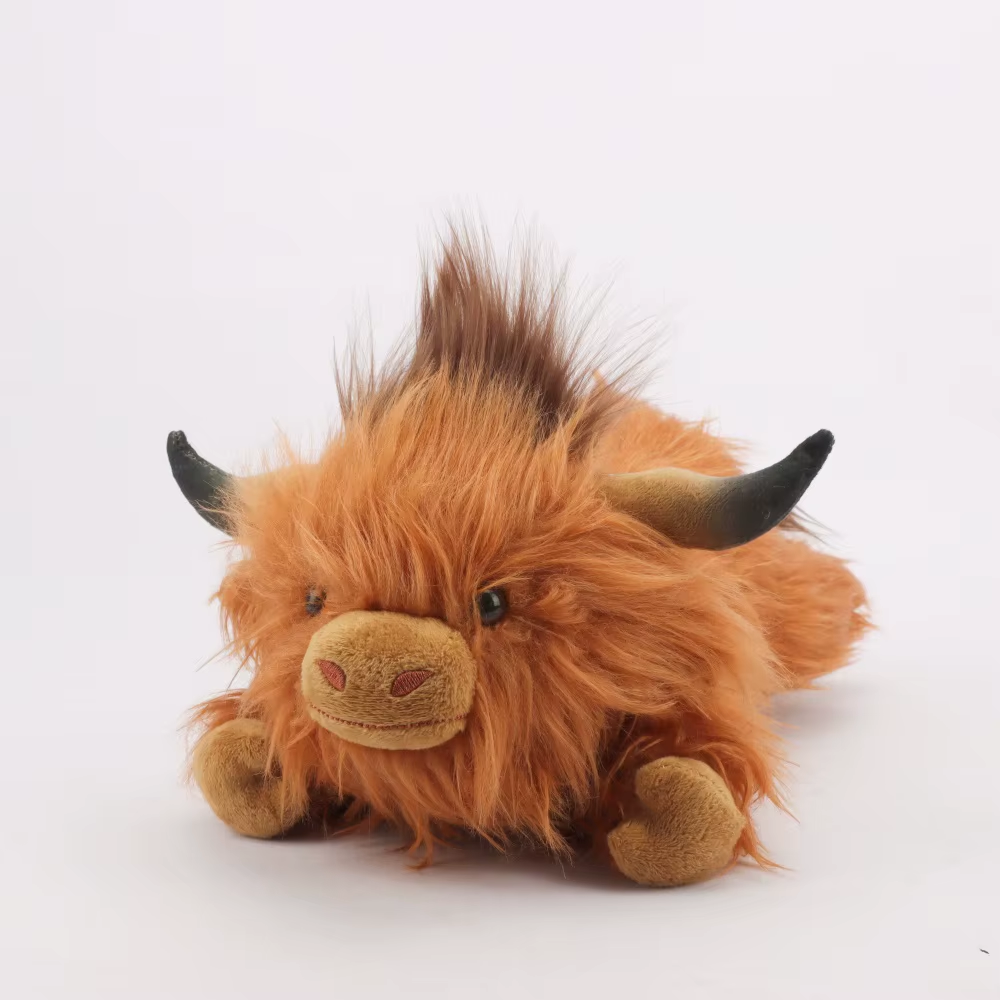 32Cm Simulation Lying Highland Cow Plush Animal Doll Soft Stuffed Lying Highland Cow Plush Toy Kawaii Kids Xmas Gifts Home Decor