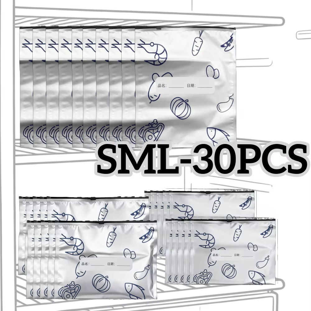 10/60Pcs Aluminum Foil Storage Bags Freezer Sealed Organizers Food Packaging Reusable Pantry Odor-Proof Bag Kitchen Essential