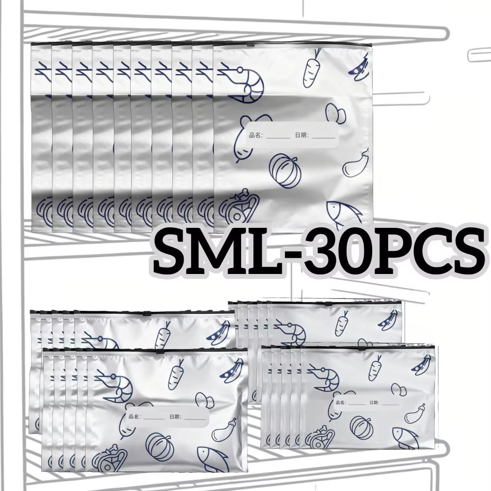 10/60Pcs Aluminum Foil Storage Bags Freezer Sealed Organizers Food Packaging Reusable Pantry Odor-Proof Bag Kitchen Essential
