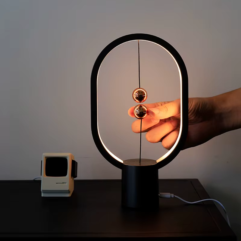 USB Rechargeable Mini HENGPRO Balance LED Table Lamp Ellipse Magnetic Mid-Air Switch Eye-Care Night Light Touch Control