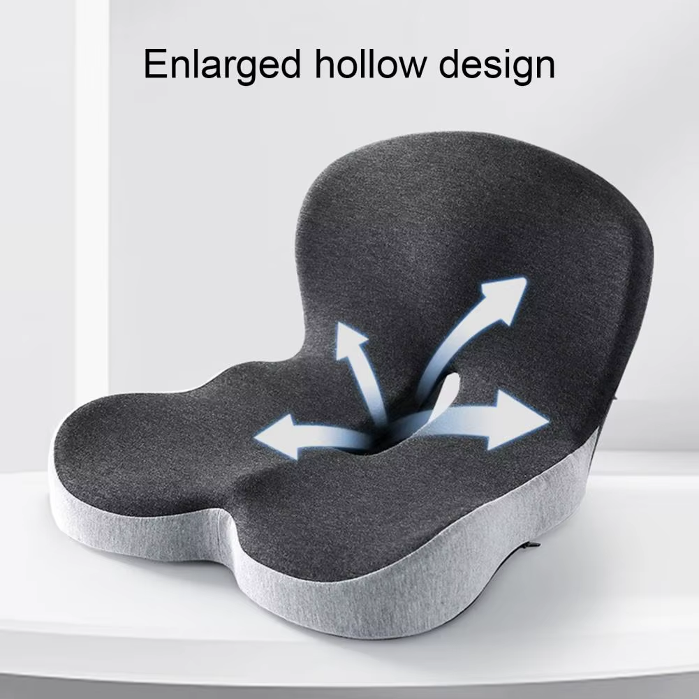 Seat Cushion Anti-Slip Bottom Design Pressure-Reducing Hip Waist Support Memory Foam L-Shaped Integrated Office Chair Seat Cushi