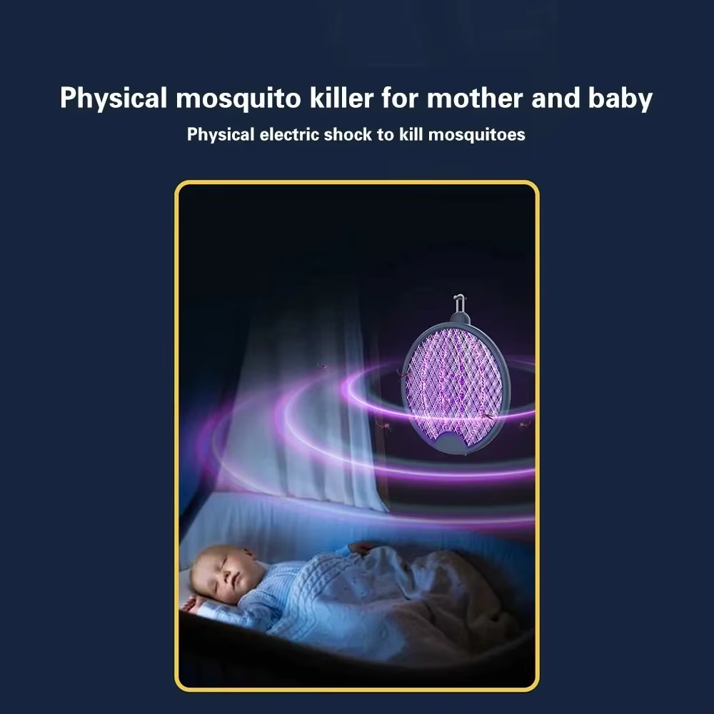 Upgraded 4 in 1 Electric Mosquito Killer Foldable Handheld Bug Zapper USB Rechargeable Fly Swatter with UV Light Trap Insect