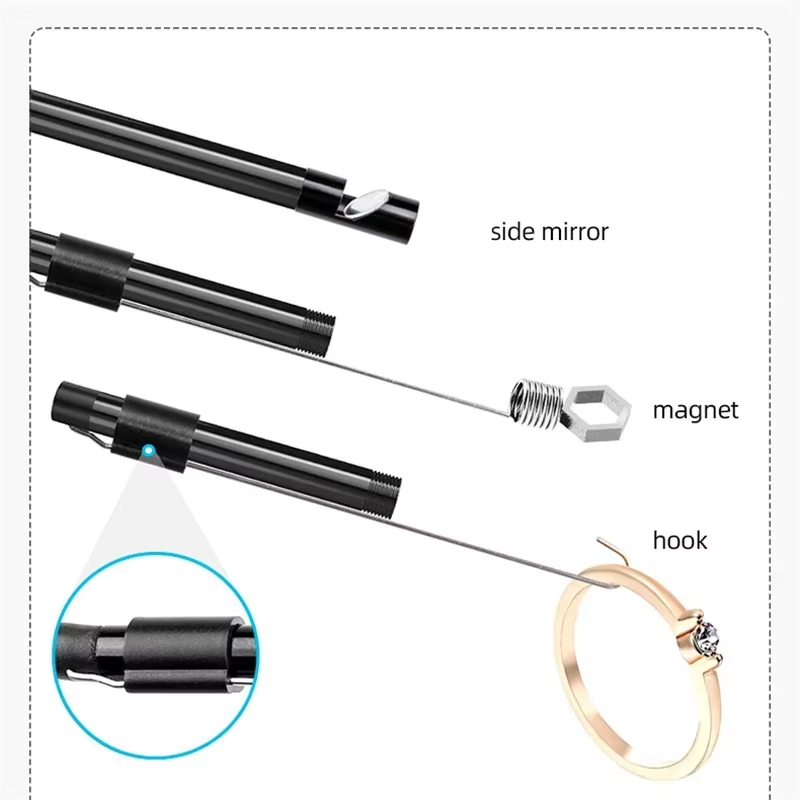 Industrial Borescope, 3 in 1 Endoscope Camera with 6 Leds, Type C,IP67 Waterproof, OTG Mini Camera for Pipeline Inspection
