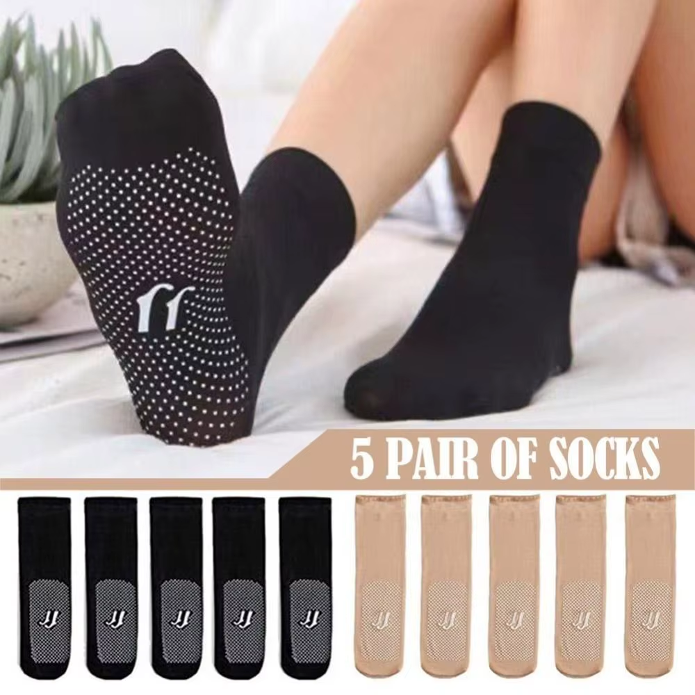 5Pair New Slip-Resistant Massage Bottom Short Stockings Invisible Crystal Silk Socks Non-Marking Silk Sheer Ankle Socks
