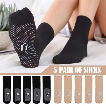 5Pair New Slip-Resistant Massage Bottom Short Stockings Invisible Crystal Silk Socks Non-Marking Silk Sheer Ankle Socks
