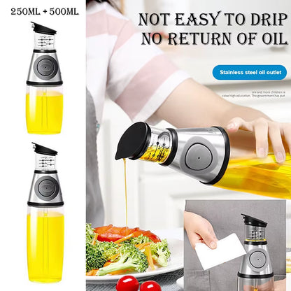1/2Pcs Oil Sprayer Superior Clear Glass Oil Vinegar Jug Dispenser Oil Meter Kitchen Large Opening Filling Cleaning 250/500 ML