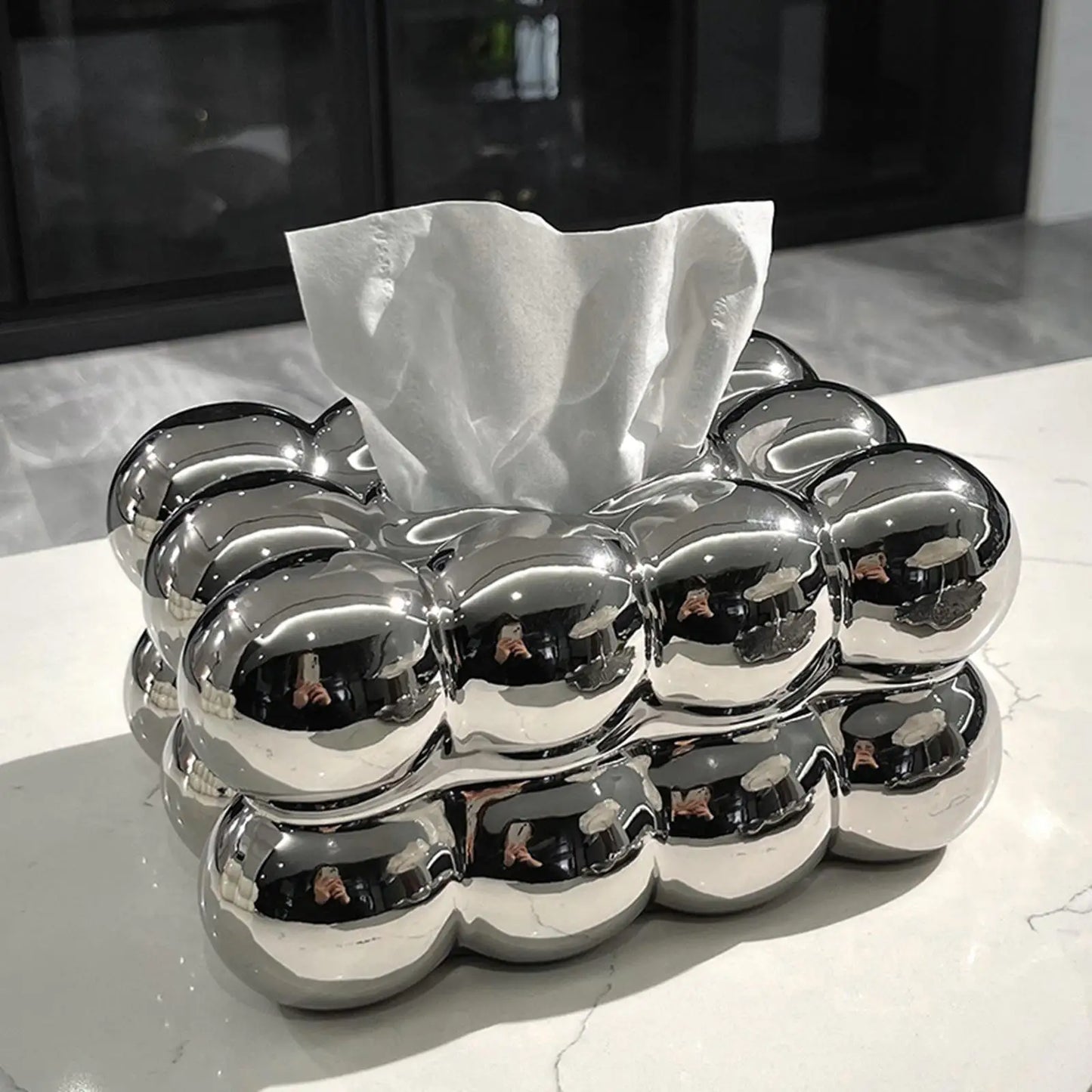 Facial Tissue Holder Non Slip Ceramic Tissue Box Cover Tissue Dispenser for Living Room Home Household Kitchen Countertop