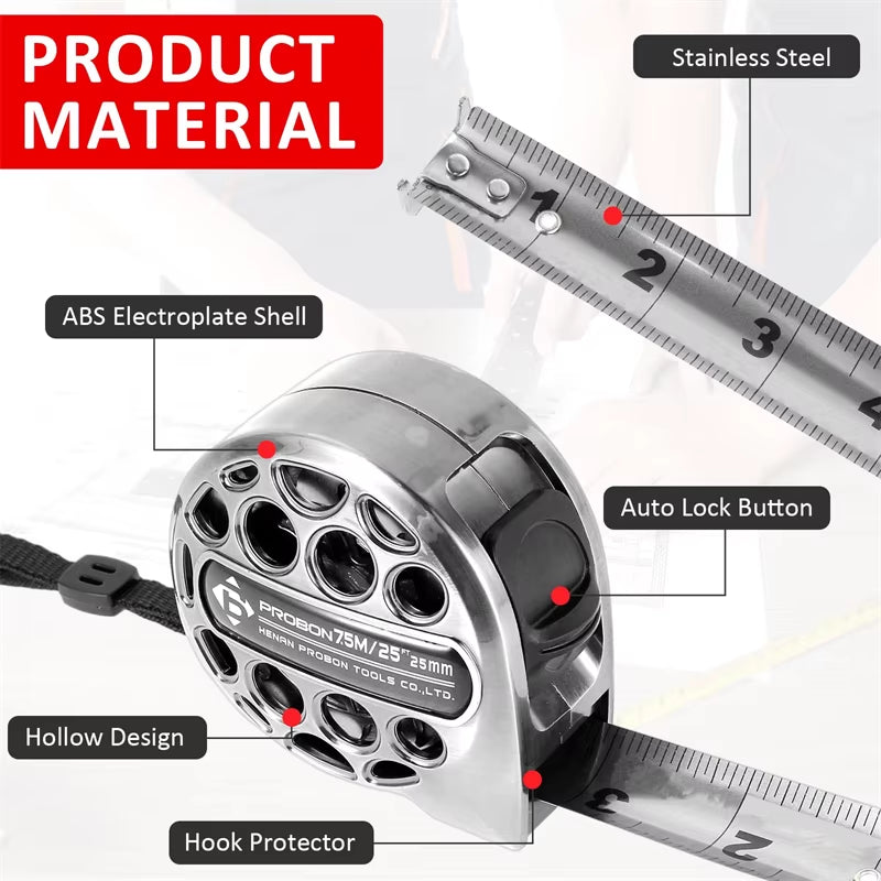 ABS 3/5/7.5M High Precision Measuring Tools Household Woodworking Ruler Thickening Waterproof and Anti-Corrosion Tape Measure