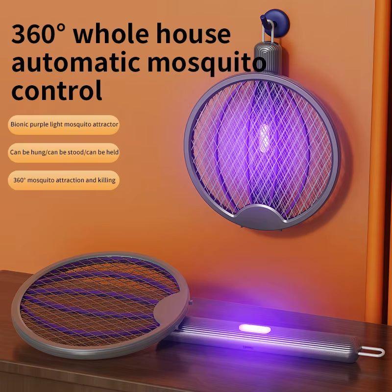 Foldable Electric Mosquito Swatter 3-In-1 Electric Mosquito Killer Anti-Mosquito Lamp Rechargeable Wall-Mounted Mosquito Swatter