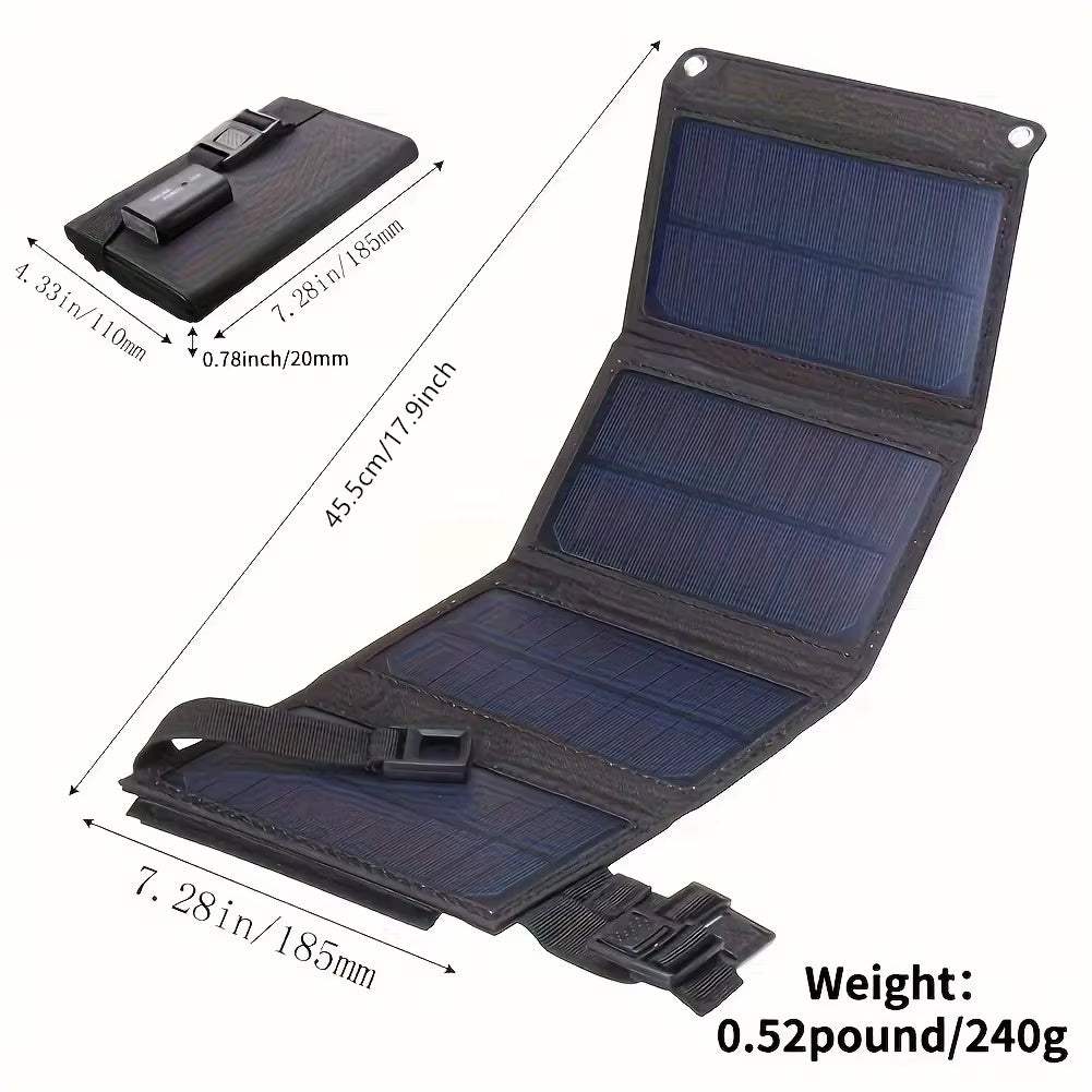 Portable USB Foldable Solar Panel, Folding Solar Panels for Travel, Mobile Phone Charging Bank, Flashlight, Fan, Mobile Phone Ba