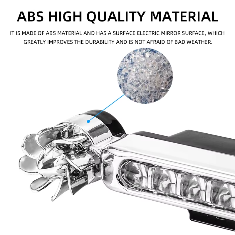 2Pcs Car LED Daytime Headlight with Wind Powered Fan Floodlights Auxiliary Lighting Motorcycle Lamp for Enhanced Visibility
