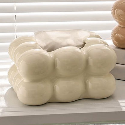 Facial Tissue Holder Non Slip Ceramic Tissue Box Cover Tissue Dispenser for Living Room Home Household Kitchen Countertop