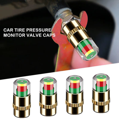Cars Tire Air Pressure Monitor Alert 4Pcs/Set Indicator Tire Valve Cap Gauge Car Accessories Car Tyre Pressure Gauge Caps Useful