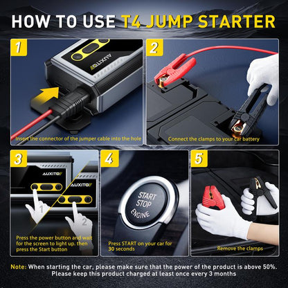 AUXITO 10000A Ultra-Powerful Jump Starter for All Gas & Diesel Engines - Fast Charging, LED Display, 3-Mode Flashlight & Storage Case Included!