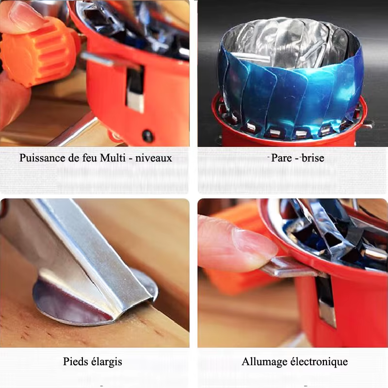 Outdoor Mini Portable Folding Heater Camping Lotus Burner Kitchen Cooker Heating Foldable Furnace Head Card Gas Stove Wind Proof