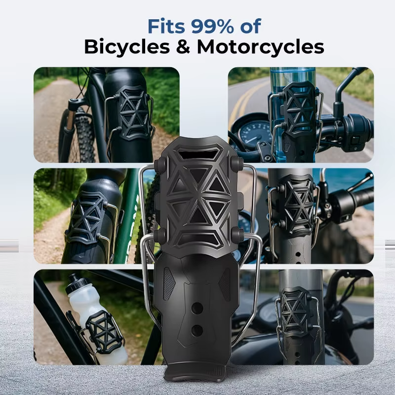 Adaptive Cycling Bottle Holder Universal Motorcycle Cup Holder Shockproof Drink Mount 360 Adjustable Fixed Water Bottle Cages