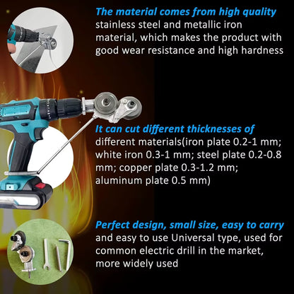 Electric Drill Plate Cutter Attachment Metal Double Headed Sheet Cutting Tool Cut Plate Punch Shears Drill for Copper Cutter