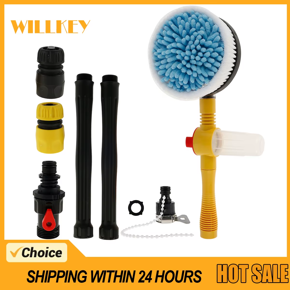 Car Wash Brush Kit Handle Scratch Free Car Scrub Brush 360° Rotating Car Cleaning Brush for Cleaning Wheel Tire Glass Windows