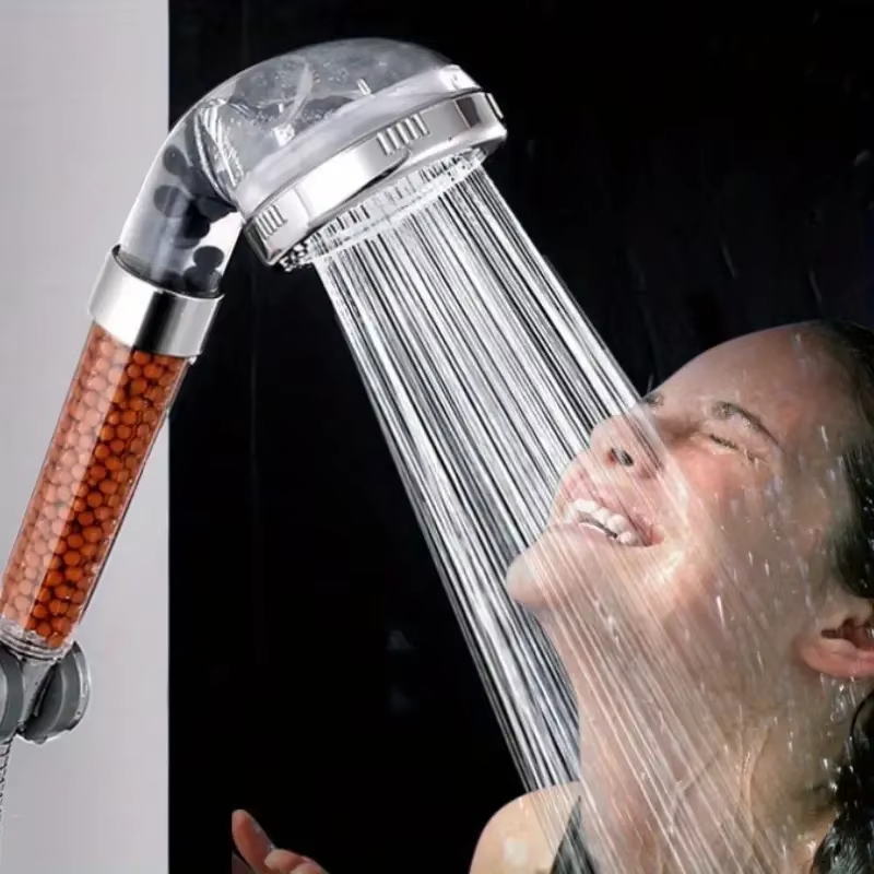 1Pc Filtered Shower Head ABS High Pressure Water Saving Spray Handheld Clear Showerheads with with Filter Beads for Bathroom