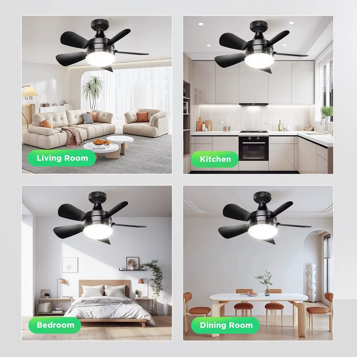 2-IN-1 Socket Fan Lights with Remote, Timing Funtion, 3 Color Temperature&6 Speeds, E26/E27 Bulb Ceiling Fans Lamps for Room