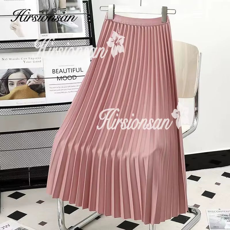Pleated Skirts Women 2023 Autumn New Korean Fashion Vintage Solid a Line Skirt for Lady Chic Elegant Midi Skirt