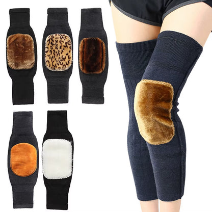 1Pair Unisex Cashmere Wool Knee Brace Pads - Winter Warm Thermal Knee Warmers, Thickened & Lengthened Knee Sleeves for Arthritis