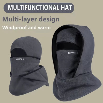 Outdoor Autumn and Winter Season Warm One-Piece Hat, Two-Layer Hat Design, Balaclava Hat, Can Be Used with Helmets, Unisex