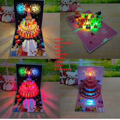 Birthday Cards Lights and Sound Pop up Happy Birthday Card Fireworks Birthday Greeting Cards 3D Pop up 3D Pop-Up with Envelope