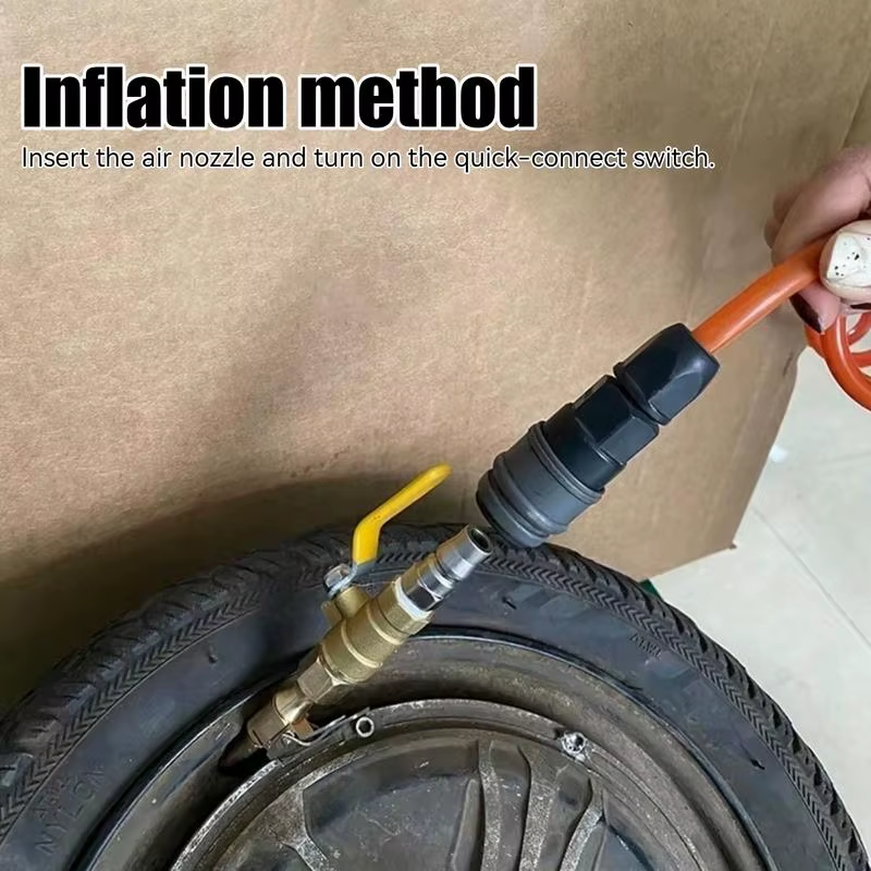 Car Tire Inflator Nozzle Lock on Tire Inflator Chuck Quick Inflation Hose Nozzle with Valve Air Compressor Adapter for Car Suvs