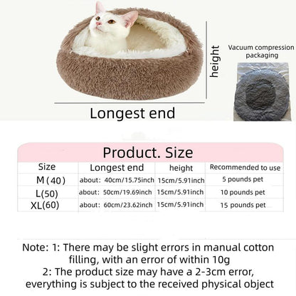 Cozy Half-Enclosed Plush Cat & Dog Bed - Warm Winter Nest for Ultimate Comfort