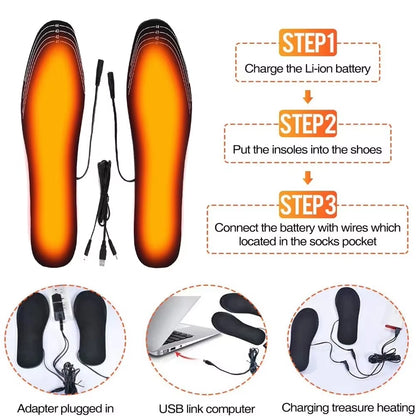 USB Heated Shoe Insoles Electric Foot Warm Pad Feet Warmer Sock Pad Mat Washable Winter Outdoor Sports Heating Insole Warm