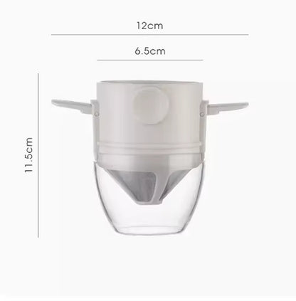 Portable Hand-Brewed Coffee Filter Cup Stainless Steel Folding Ear Filter Drip-Free Coffee Filter Cup with Bottom Tray