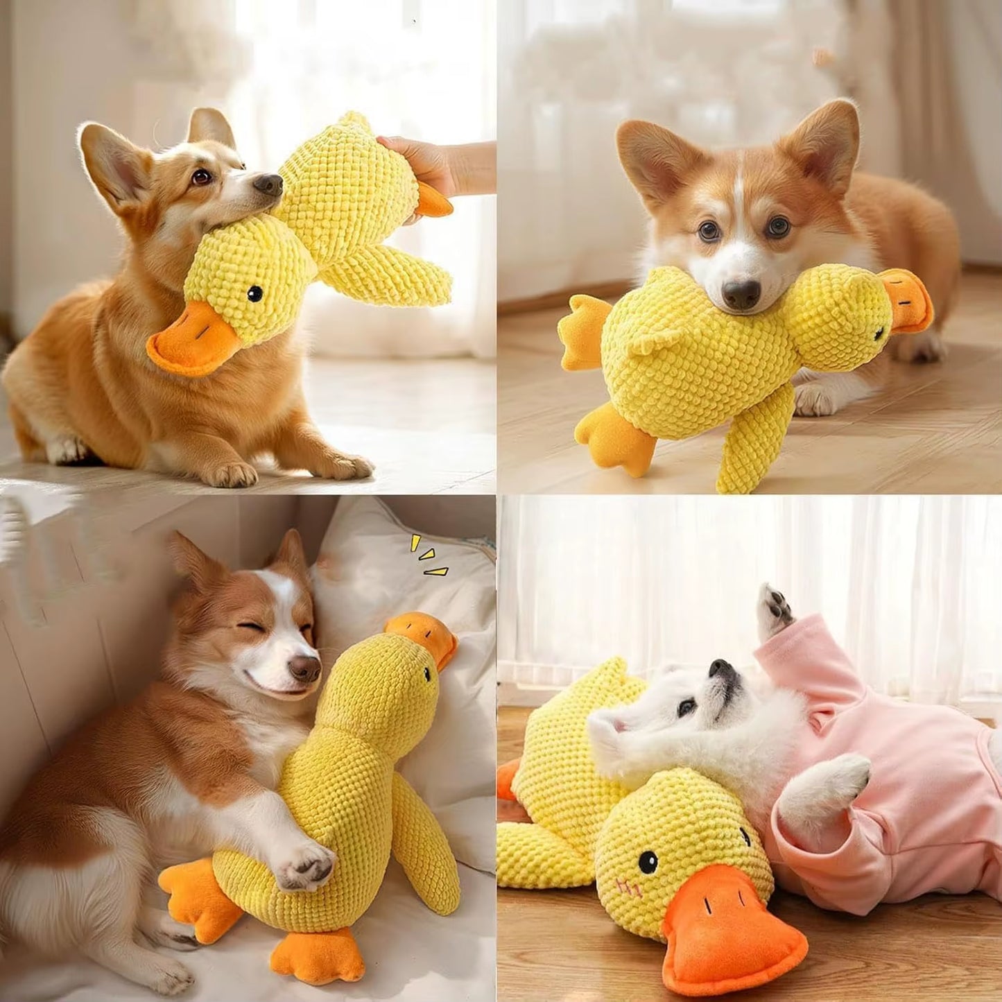 Duck Dog Toy Plush Chew Resistant Durable Dog Toy with Quacking Sound Teeth Grinding Relief Soft Companion for Small Large Dog