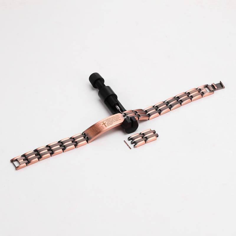 Jecanori Copper Cross Bracelet for Men - Ultra Strength Magnetic Mens Cross Jewelry Set - Adjustable Magnetic Bracelet with Sizing Tool Jewelry Box