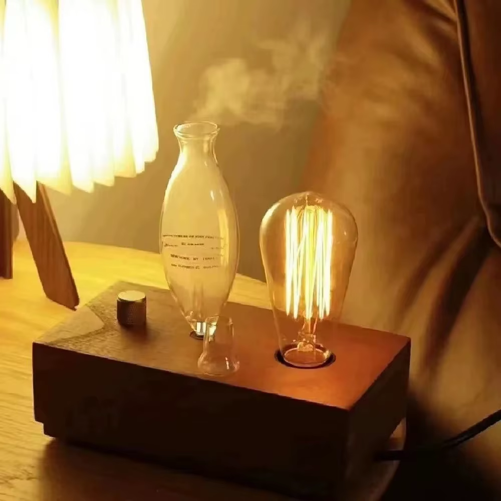 Aroma Diffuser Vintage Tungsten Filament Lamp Aromatherapy Machine Humidifier Lighting Sandalwood Pure Essential Oil Diffuser