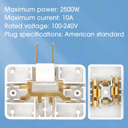 3 Port 180 Degree Rotatable US Plug Socket Converter US Extension Plug Multi-Plug Portable Electrical Plugs Travel Power Adapter