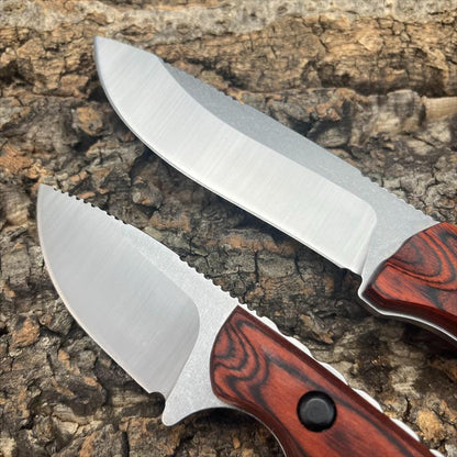 Saddle Mountain 15002 Hidden Canyon Hunter 15017 Outdoor Fixed Blade Knife 8Cr13Mov/Cpm-S30V Teardrop Blade Stable Wooden Handle with Leather Sheath Camping Fishing Scenarios Men'S Gift Christmas Gift Multi-Functional Tool