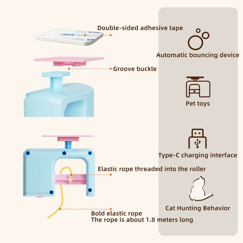 Pet Stress Relief Toys for Cats, Rechargeable Interactive Hanging Door Cat Toy, Automatic Electric Flying Bird Cat Toy for Hunt