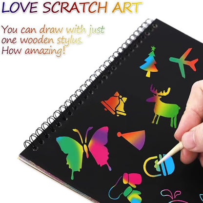 Scratch-Off Color Art Drawing Book, No Need for Paint, Free Creation Diy Drawing Book. Rainbow Scratch-Off Paper