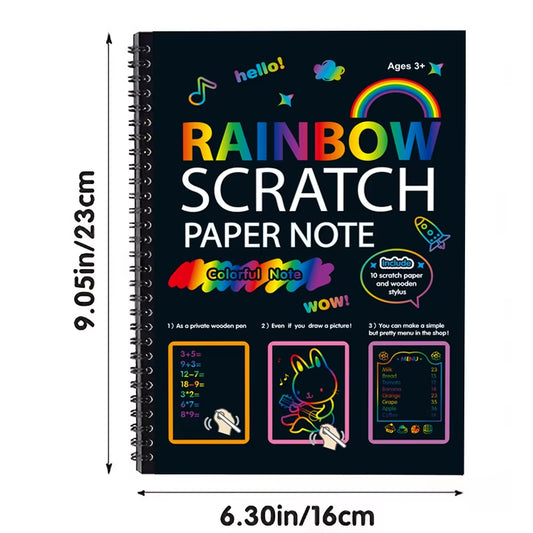 Scratch-Off Color Art Drawing Book, No Need for Paint, Free Creation Diy Drawing Book. Rainbow Scratch-Off Paper