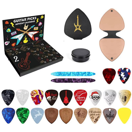 2025 Guitar Picks Countdown Calendar Xmas Advent Calendars for Guitar Bass Ukulele Players Gift Musical Instrument Picks Set
