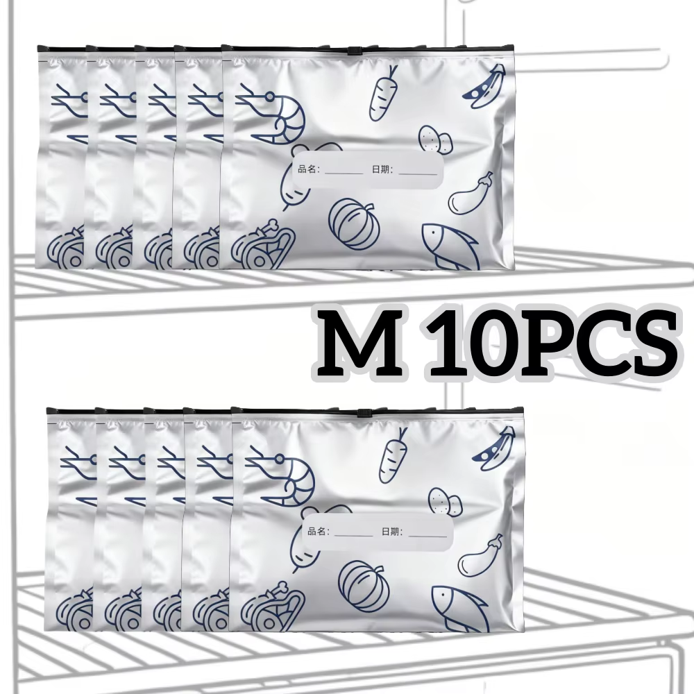 10/60Pcs Aluminum Foil Storage Bags Freezer Sealed Organizers Food Packaging Reusable Pantry Odor-Proof Bag Kitchen Essential