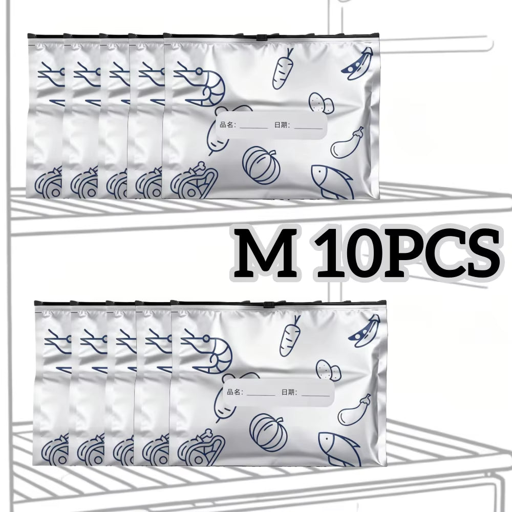 10/60Pcs Aluminum Foil Storage Bags Freezer Sealed Organizers Food Packaging Reusable Pantry Odor-Proof Bag Kitchen Essential