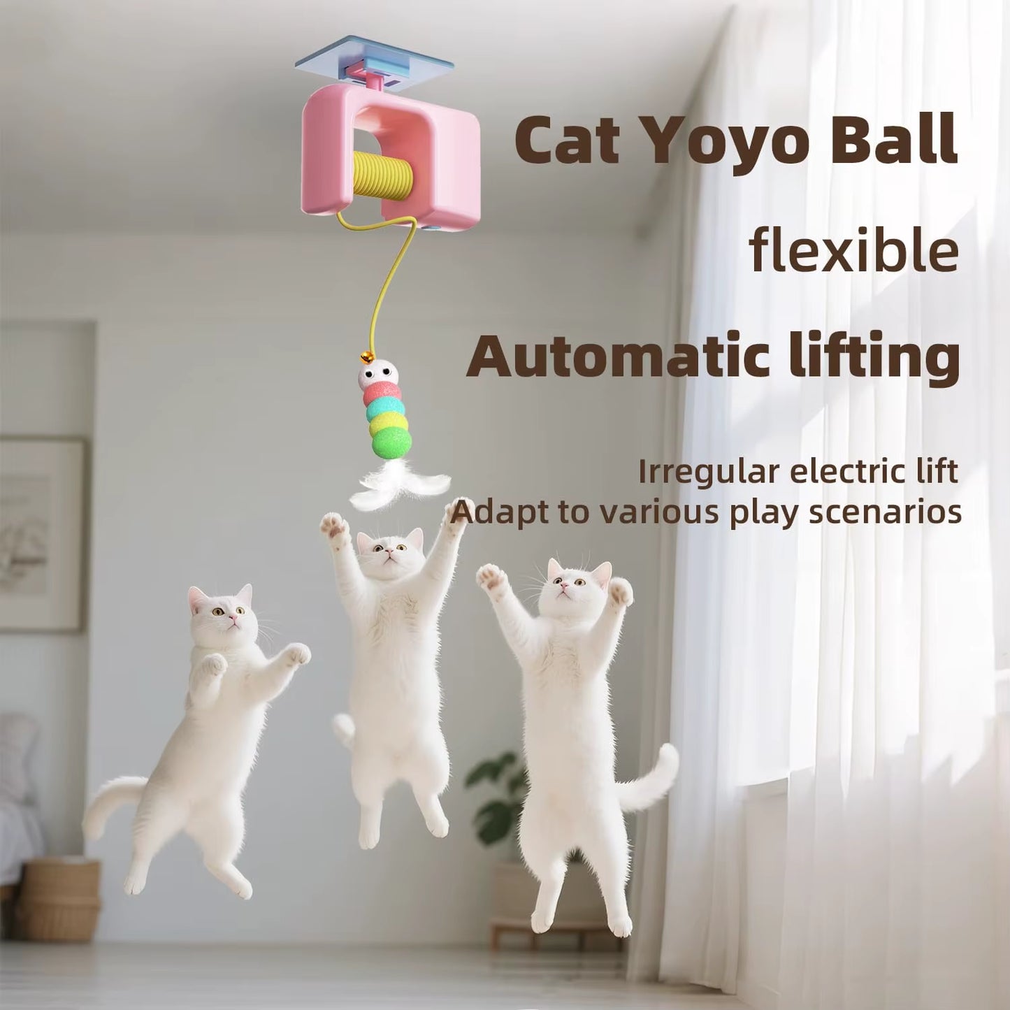 Pet Stress Relief Toys for Cats, Rechargeable Interactive Hanging Door Cat Toy, Automatic Electric Flying Bird Cat Toy for Hunt