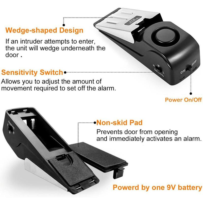 Ultimate Home Security Door Stopper Alarm - Tool-Free Installation, 3 Sensitivity Levels, 120DB Loud Alert, Durable Stainless Steel Design, Instant Protection!